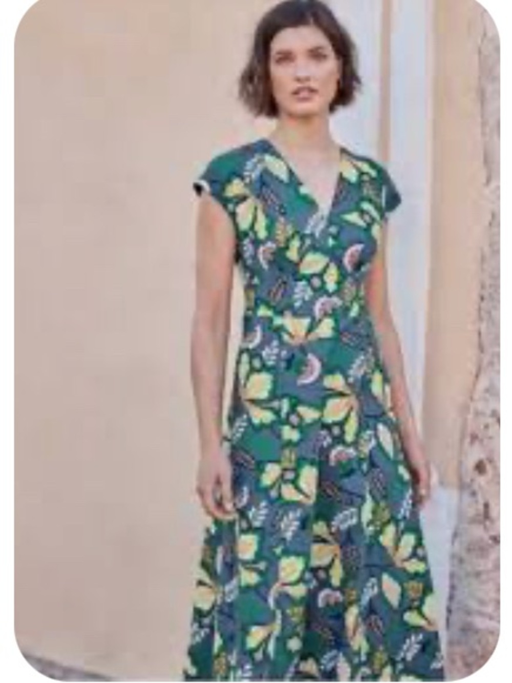 Boden Green Floral Wrap Maxi Dress